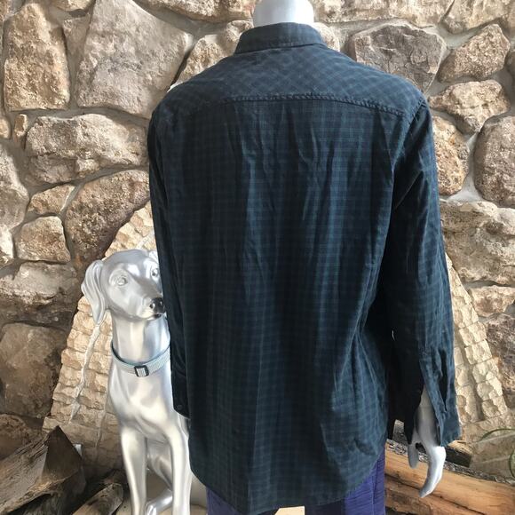 Duluth Trading Co Plaid Cotton Wool Button Down Green Shirt Men's Size L Tall - Picture 3 of 6